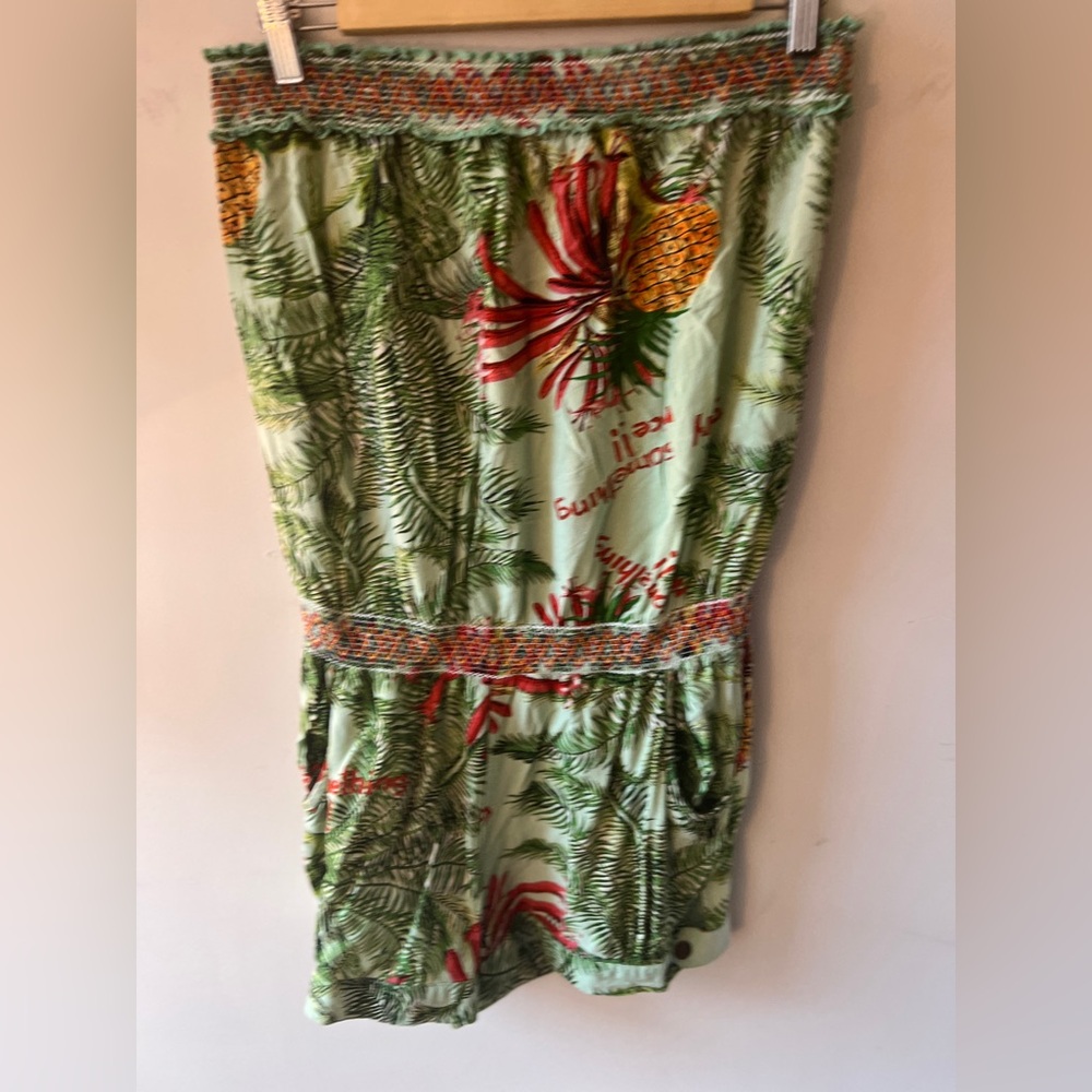 Desigual Tropical Green Strapless Romper L